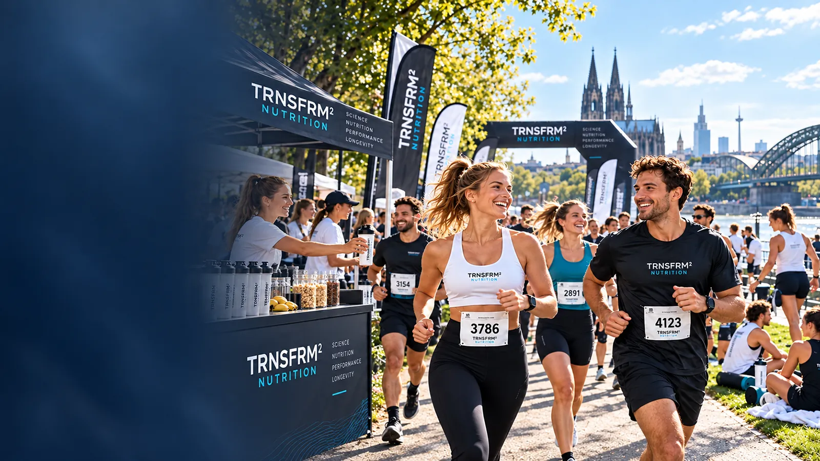 Lauf-Event mit TRNSFRM²-Stand am Rhein